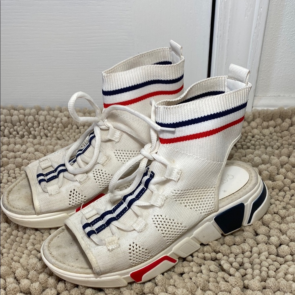 White Sock Sneakers with Stripes